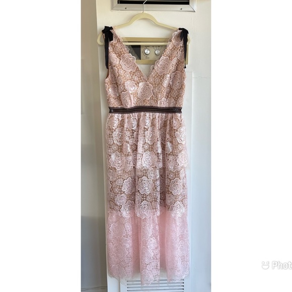 NWOT Self-Portrait Rose Pink Lace Sleeveless Dress - Picture 4 of 16